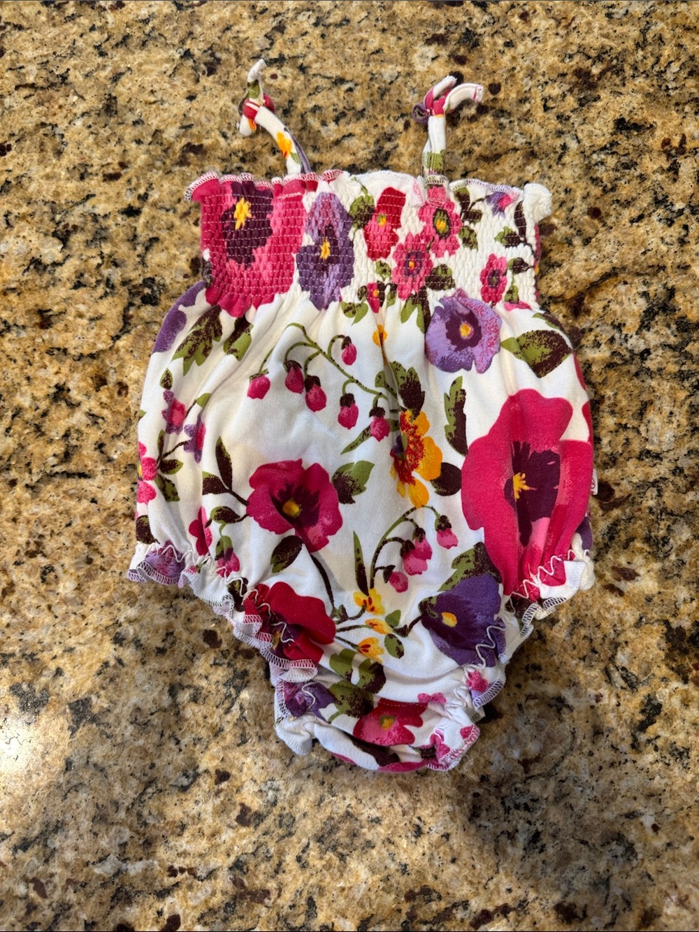 GAP Floral Smocked Diaper Cover in White, Pink, Purple